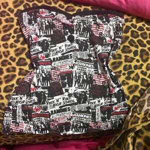 Ramones Rock 'N' Roll Graphic Strapless Top. Size s